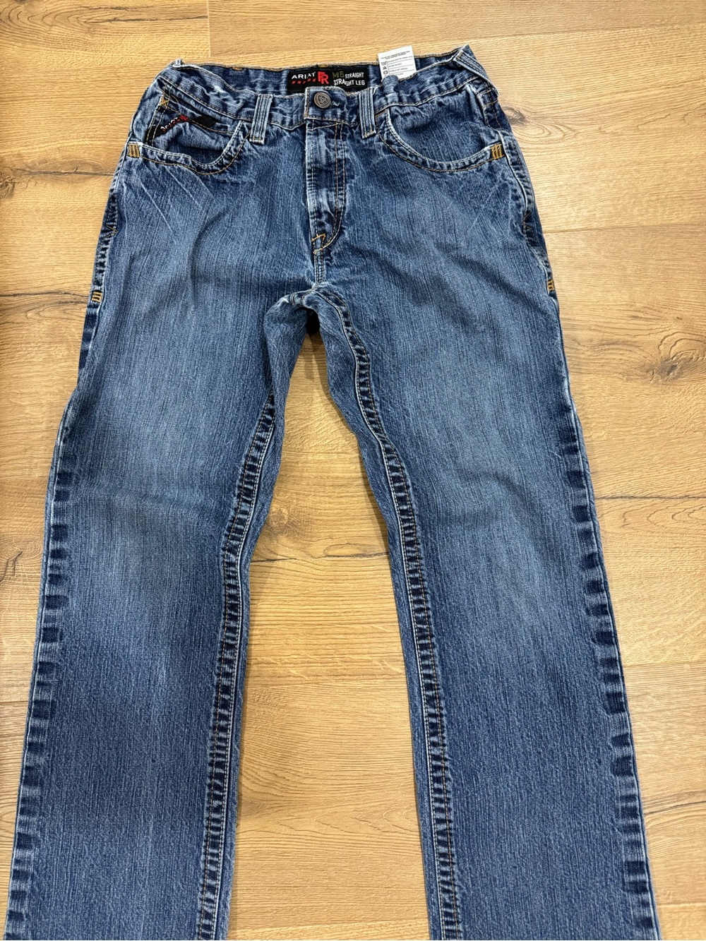Ariat FR Men’s Straight-Leg Jeans in Medium Wash Blue